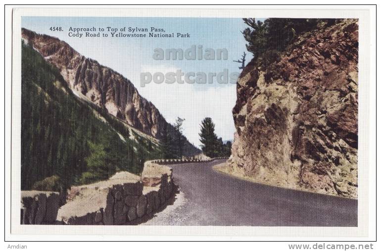 USA, CODY WAY TO YELLOWSTONE NATIONAL PARK, ROAD To Top Of SYLVAN PASS - C1940s-1950s Unused Postcard - HHT Co  [c2932] - USA National Parks