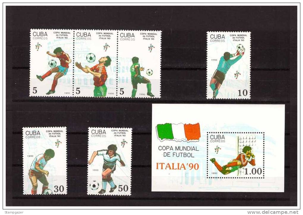 1990 WORLD CUP FOOTBALL ITALY'90 6  VALUES + S/S MNH - Nuovi