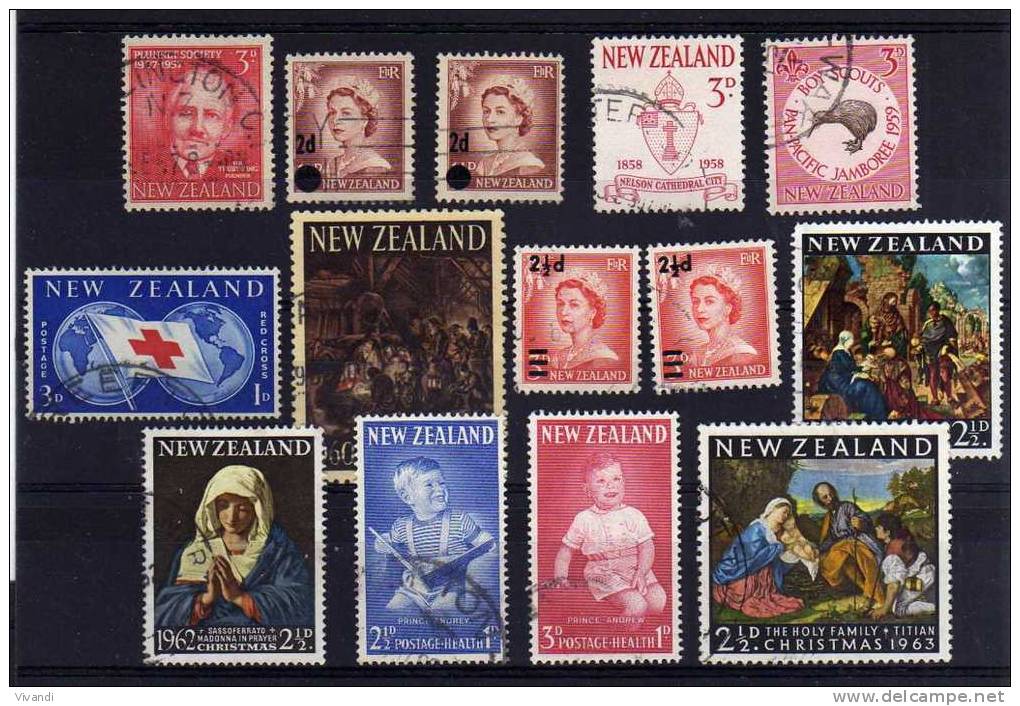 New Zealand - 1957/63 - 14 Different Stamps - Used - Used Stamps