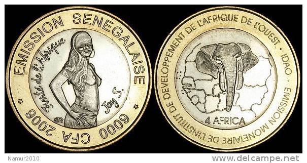 Sénégal 6000 CFA 2006 Joy S. Fierté De L´Afrique Femme Aux Seins Nus BIMETALLIQUE / Bicolore TRES RARE - Senegal