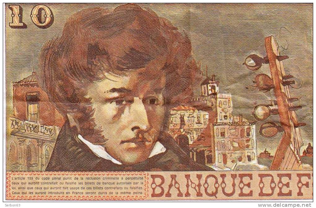 10 FRANCS BERLIOZ 1 BILLET FRANCAIS TYPE 1972 USAGE U. 16 N° 35011 C.7-2-1974.C - 10 F 1972-1978 ''Berlioz''