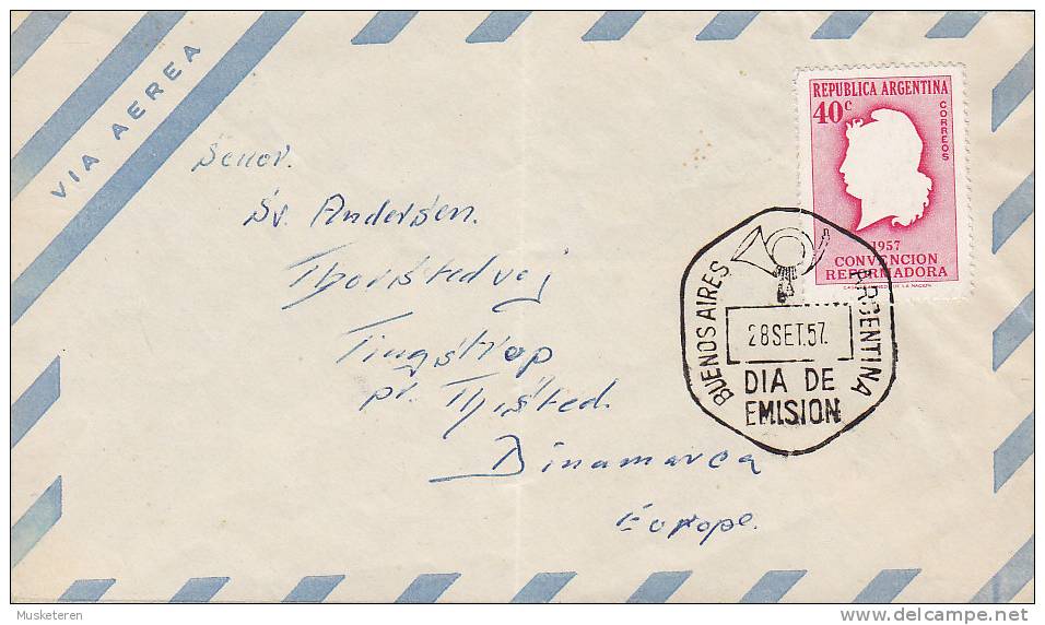 ## Argentina Primer Dia Letra FDC Cover 1957 Verfassungsänderung Kopf Der "Argentina" - FDC