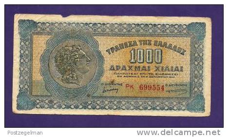 GREECE 1941  Used VG  Banknote 1.000 Drachmai (little Damaged KM 117 - Greece