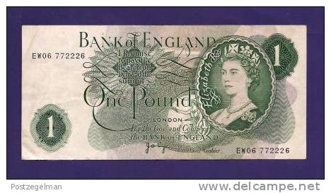 GREAT BRITTAIN 1970-1977 Used VF  Banknote 1  Pound Signed J.B. Page KM 131d - 1 Pond