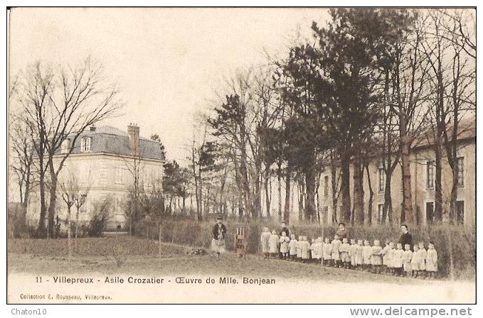 VILLEPREUX - Asile Crozatier - Oeuvre De Mlle. Bonjean (Carte Animée, Légèrement Colorée, Bon état) - Villepreux