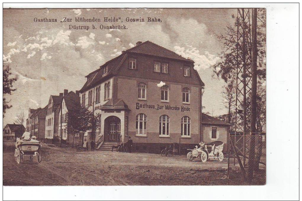 AK Düstrup Gasthaus " Zur Blühenden Heide " Automobil Gb.1915 - Sonstige & Ohne Zuordnung