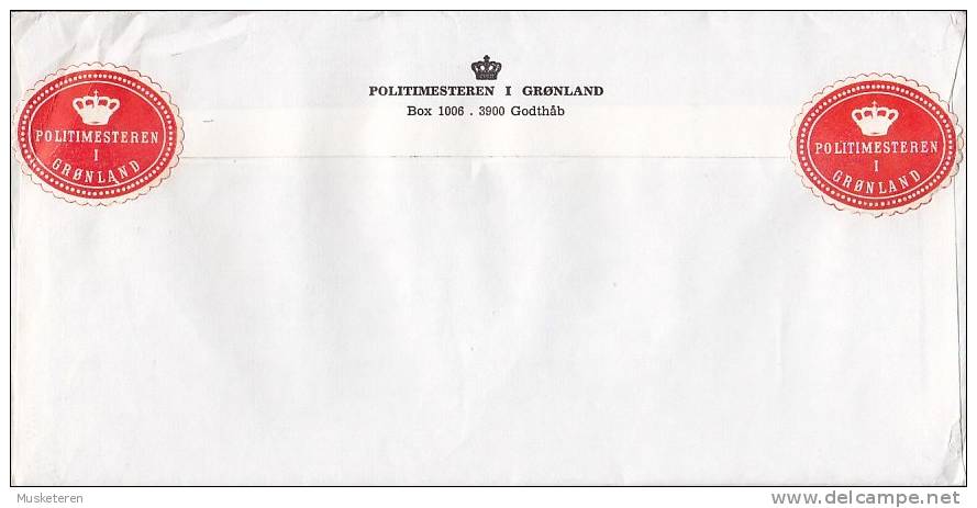 Greenland Airmail Par Avion Label CHIEF OF POLICE Labels GODTHÅB 1984 Cover Brief Chief Of Police Denmark (2 Scans) - Briefe U. Dokumente