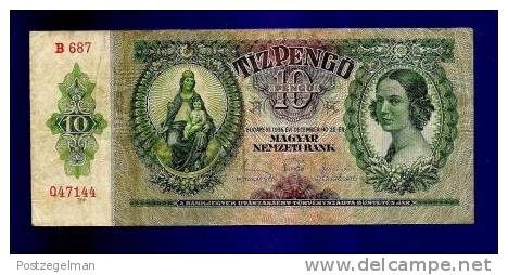 HUNGARY 1936 Used VF  Banknote 10 Pengo KM100 - Hongarije