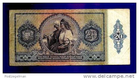 HUNGARY 1941 Used VF  Banknote 20 Pengo KM109 - Hungary