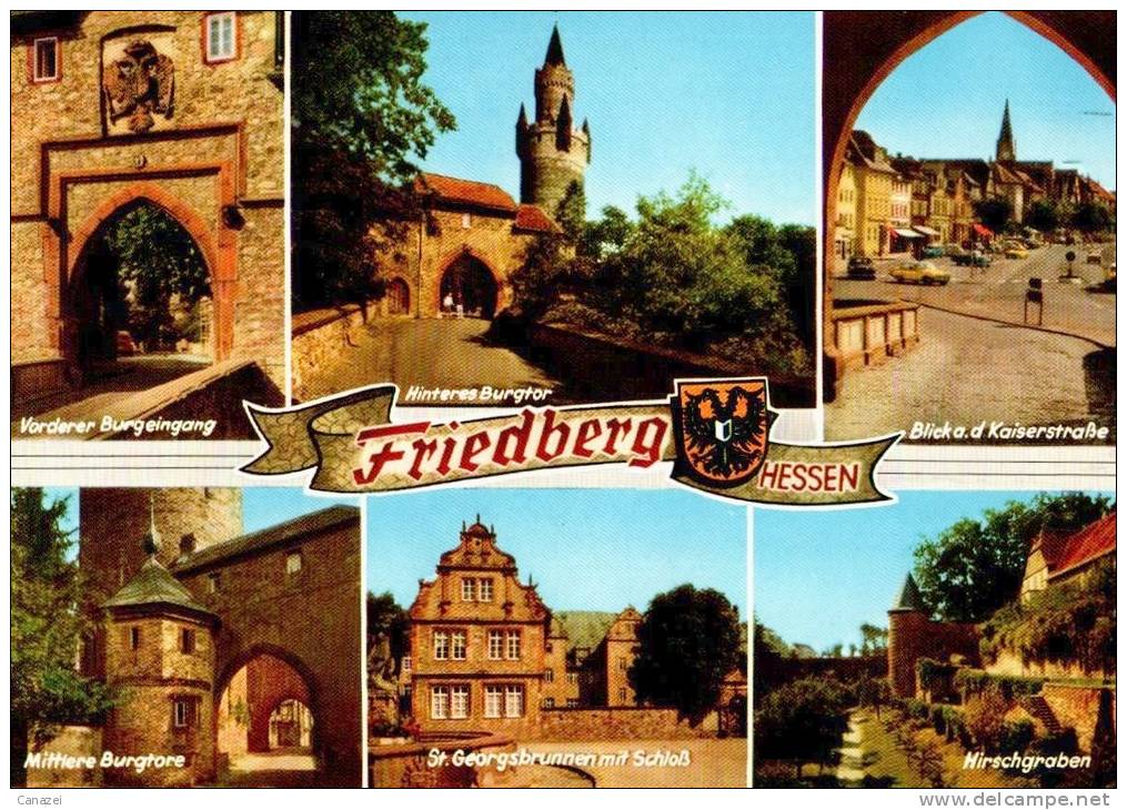 AK Friedberg: Kaiserstraße, Burg, Schloß, Ung, Verm 1966 - Friedberg