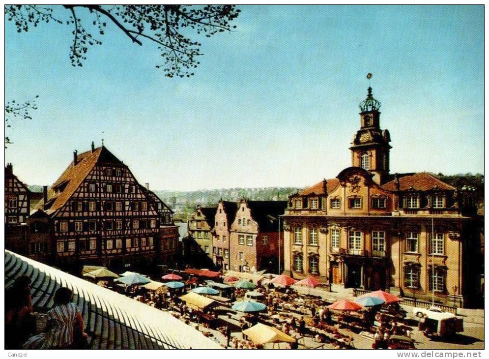 AK Schwäbisch Hall, Marktplatz Und Rathaus, Ung - Schwäbisch Hall