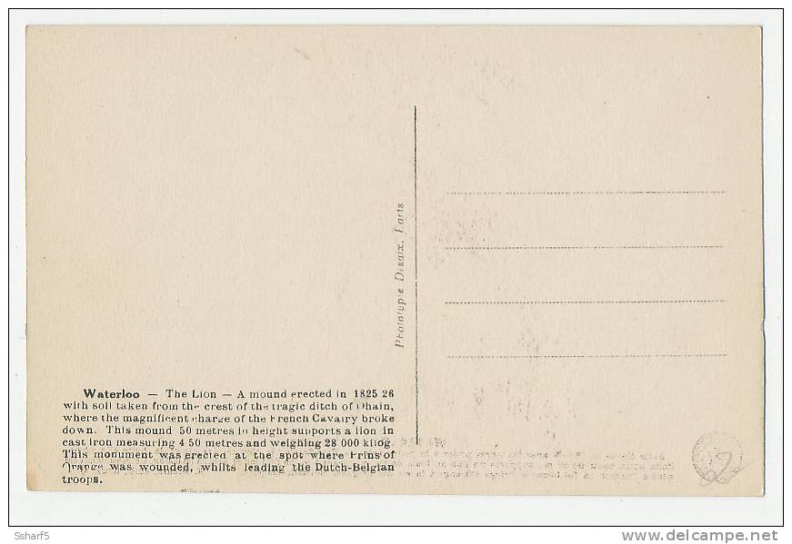 WATERLOO Le Lion Color Card C. 1908 - Rhode-St-Genèse - St-Genesius-Rode