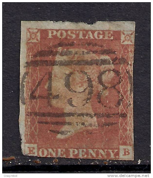 GB 1841 QV 1d PENNY RED IMPERF BLUED PAPER ( E & B) USED PMK 498.( F646 ) - Oblitérés