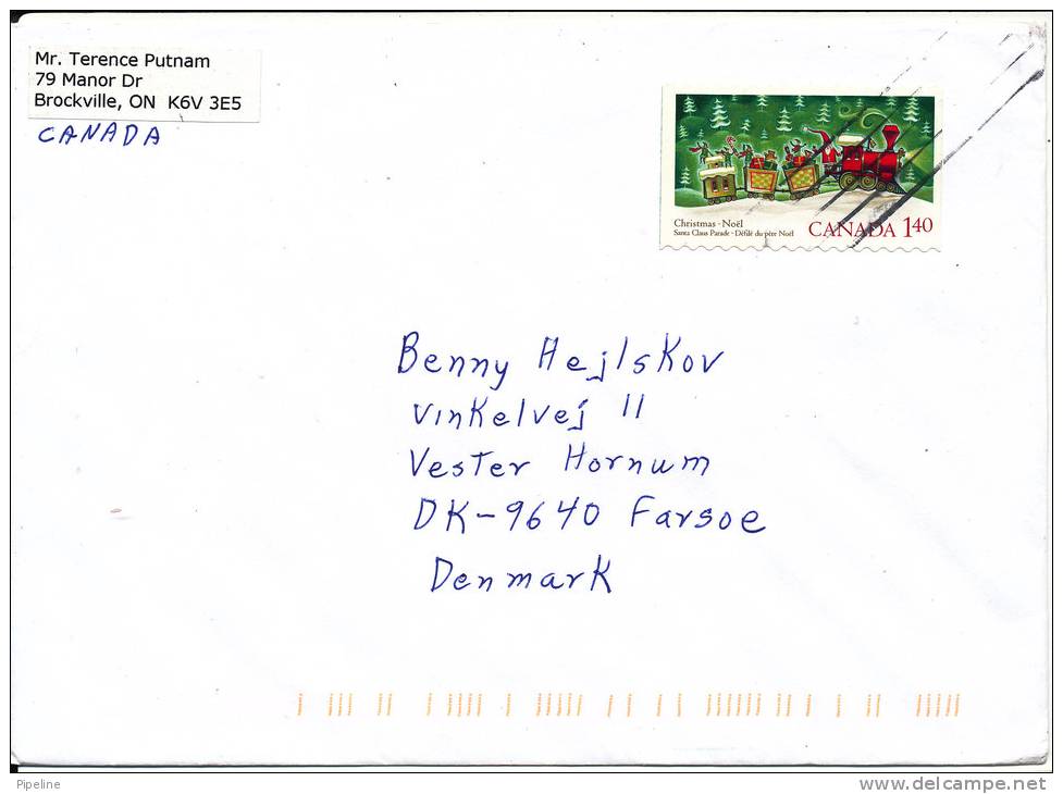 Canada Cover With Christmas Stamp Sent To Denmark 2004 - Storia Postale