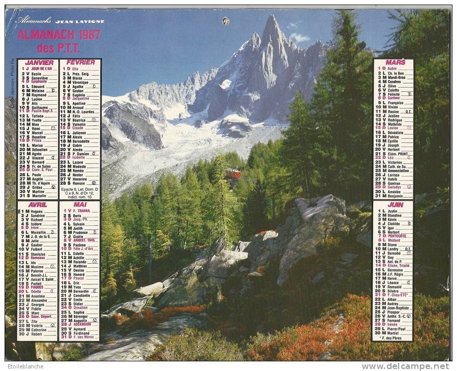 Calendrier 1987 / Photos, Alpes, Chamois, Montagne / Mer De Glace, Chamonix (74) Train De Montenvers - Grand Format : 1981-90