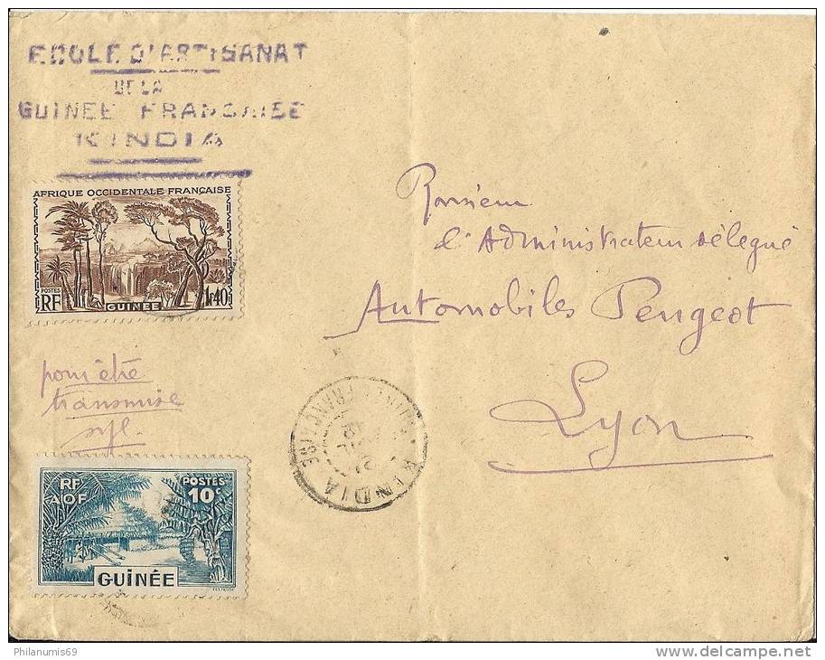 GUINEE 1942 - LETTRE DE GUINEE - KINDIA POUR LYON - Cartas & Documentos