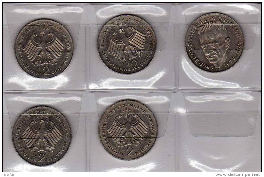 Deutschland 2 DM Schumacher 1988-91 Buchstabe J Stg 10€ Münze Aus Präge-Anstalt Hamburg Extra Set Coins Of Germany - 2 Marcos