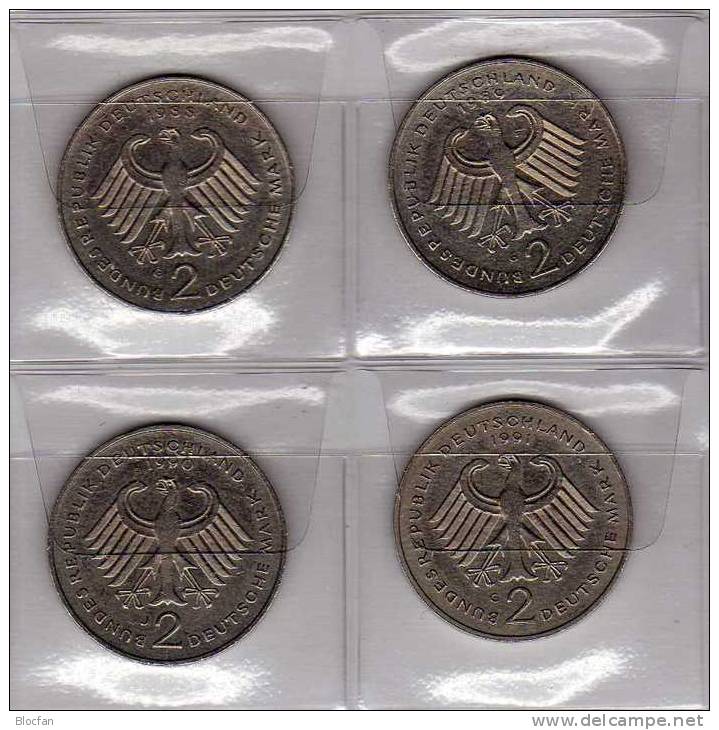 Deutschland 2 DM Schumacher 1988-91 Buchstabe J Stg 10€ Münze Aus Präge-Anstalt Hamburg Extra Set Coins Of Germany - 2 Marcos