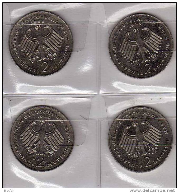 Deutschland 2 DM Schumacher 1988-91 Buchstabe G Stg 10€ Münzen Aus Präge-Anstalt Karlsruhe Extra Set Coins Of Germany - 2 Mark