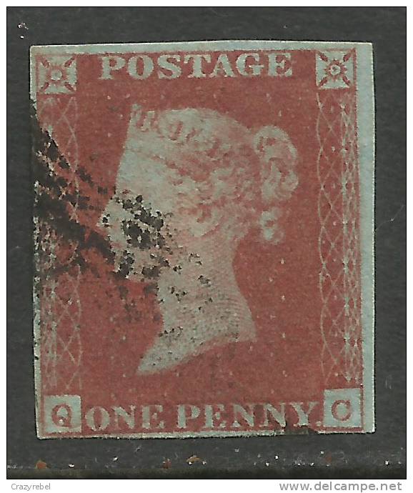 GB 1841 QV 1d PENNY RED IMPERF BLUED PAPER ( Q & C) USED STAMP WMK 2.( D840 ) - Oblitérés