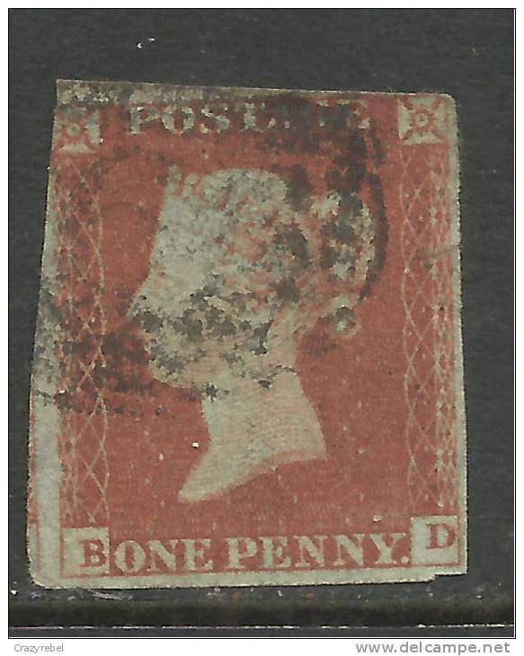 GB 1841 QV 1d PENNY RED IMPERF BLUED PAPER ( B & D) USED STAMP WMK 2 ( E545 ). - Oblitérés