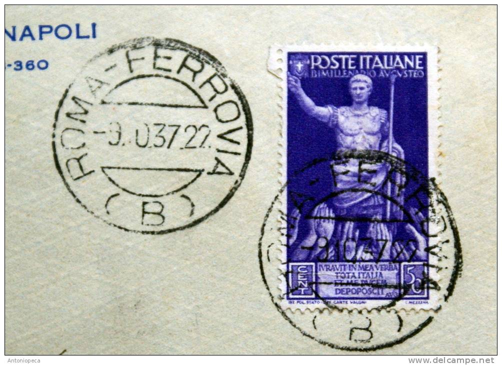 ITALIA 1937 BIMILLENARIO AUGUSTO CENT 50 - Marcophilie