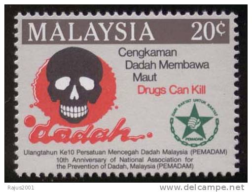 Drugs Can Kill, Skull, Death, MNH Malaysia - Droga