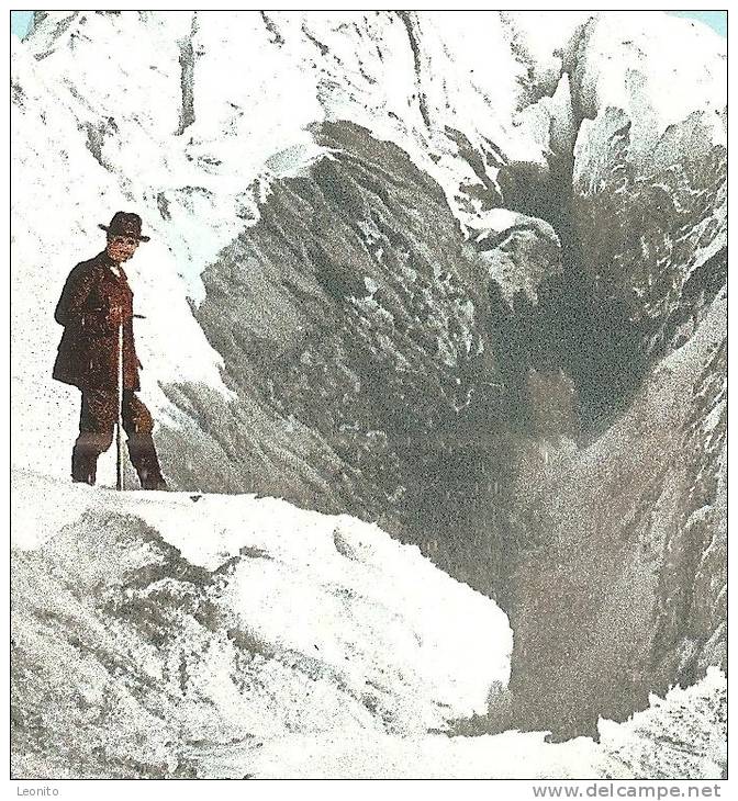 GLETSCHERSTURZ ÜBERSCHREITUNG Gletscherspalte Bergsteiger Ca. 1910 - Climbing