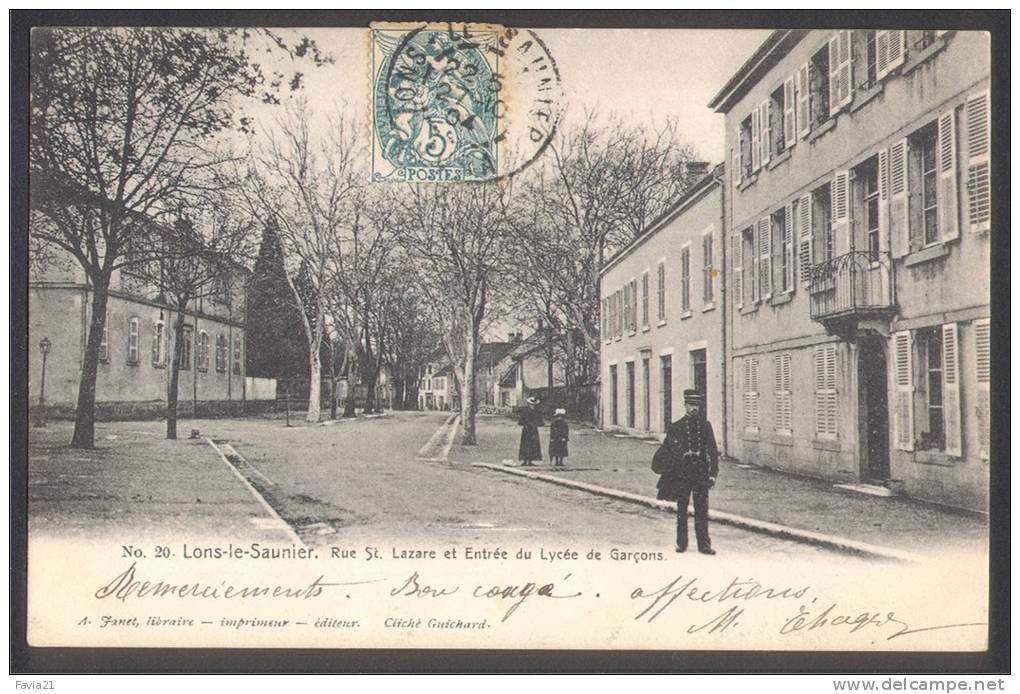 39 CPA - Lons-le-Saunier - Rue Saint Lazare Et Entrée Du Lycée De Garçons - Lons Le Saunier