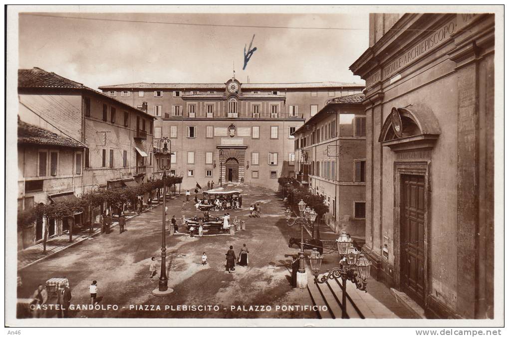 CASTEL GANDOLFO - ROMA -PIAZZA PABLISCITO  PALAZZO PONTIFICIO VG 1937 BELLA FOTO D'EPOCA ORIGINALE 100% - Piazze