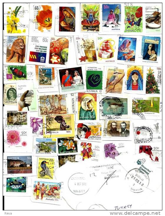 AUSTRALIA LOT59 MIXTURE OF50+ USED STAMPS SOME 2010/12 INC.$2.00  "PAINTING"  ETC.READ DESCRIPTION!! - Lots & Kiloware (mixtures) - Max. 999 Stamps