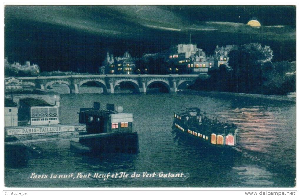 CPA Paris La Nuit, Pont Neuf Et Ile Du Vert Galant (pk6102) - Parijs Bij Nacht