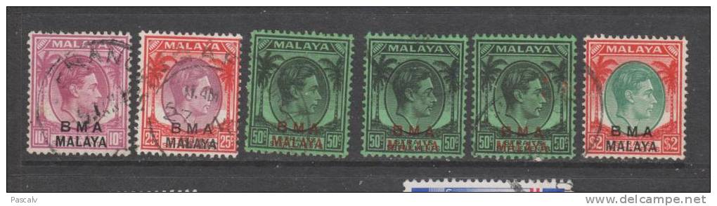 Timbres Surchargés Sous Administration Militaire Britanique - Malaya (British Military Administration)