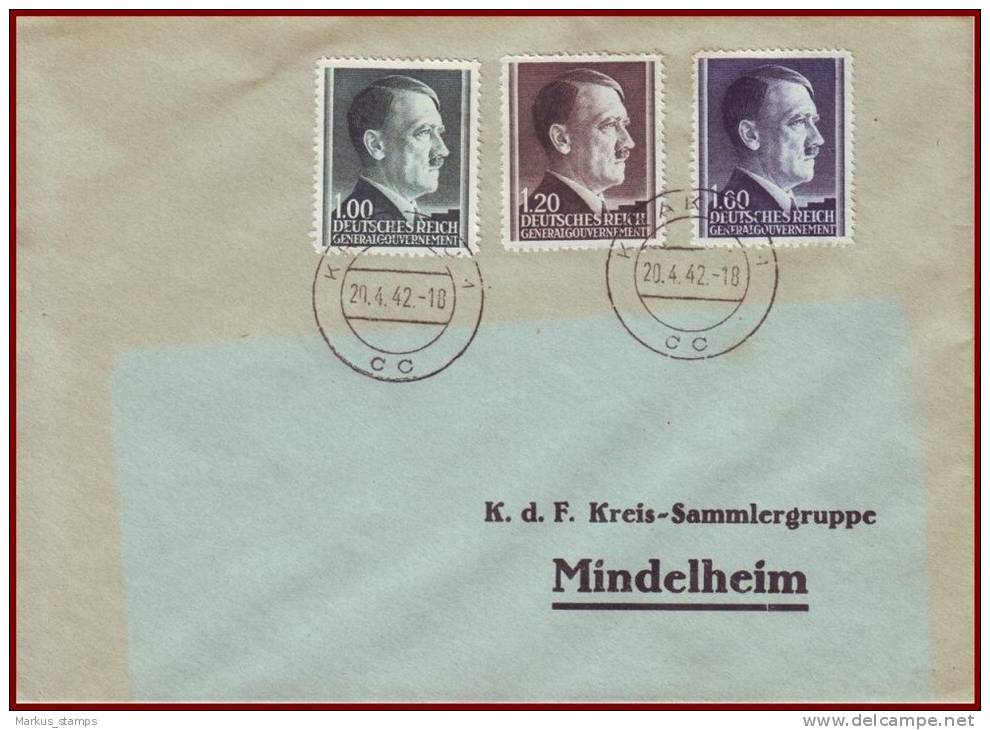 Poland Germany, General Gouvernement 1942 - Fuhrer's Day Philatelic Cover - General Government