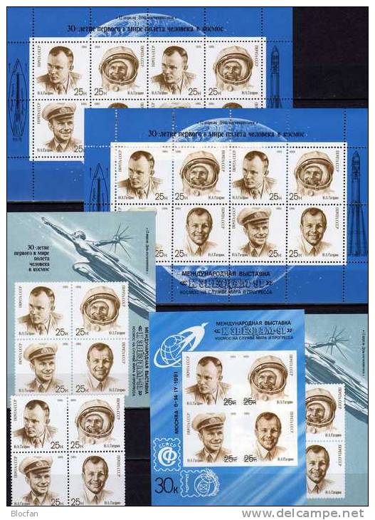 Special Set ASTRA Sowjetunion 6185/8A/B,2 VB,Blocks 218/219+ Blue-print Bl.219I/1991 ** 50€ Space Sheets Bf USSR CCCP SU - Sammlungen