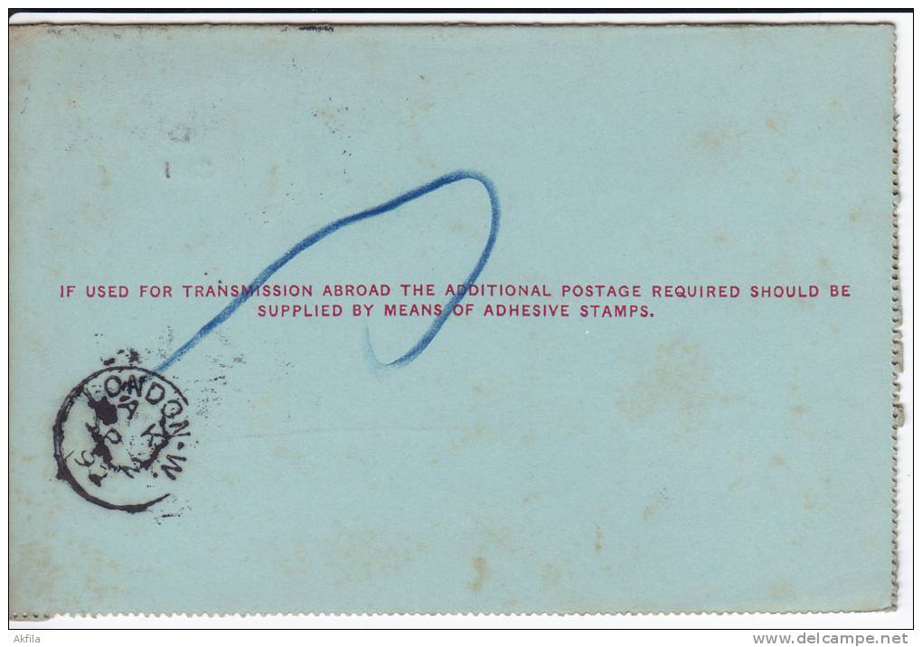 Great Britain 1892 Letter Card - Briefe U. Dokumente