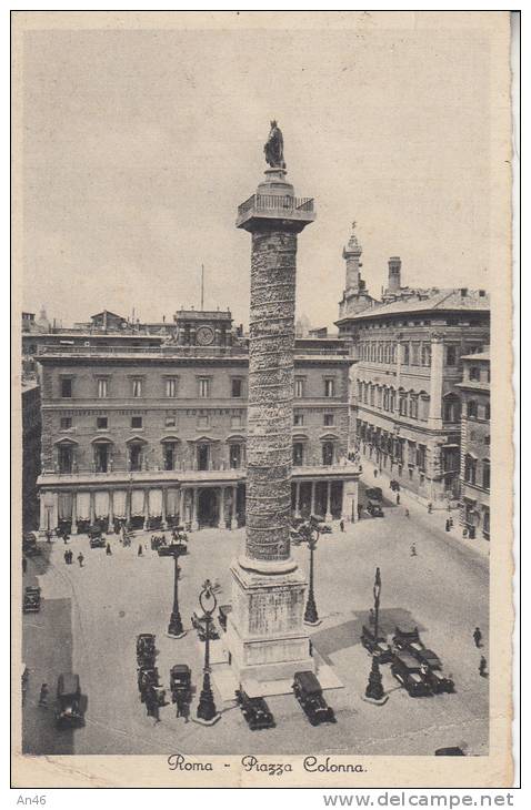 ROMA - PIAZZA COLONNA   VG 1933 BELLA FOTO D´EPOCA ORIGINALE 100% - Orte & Plätze