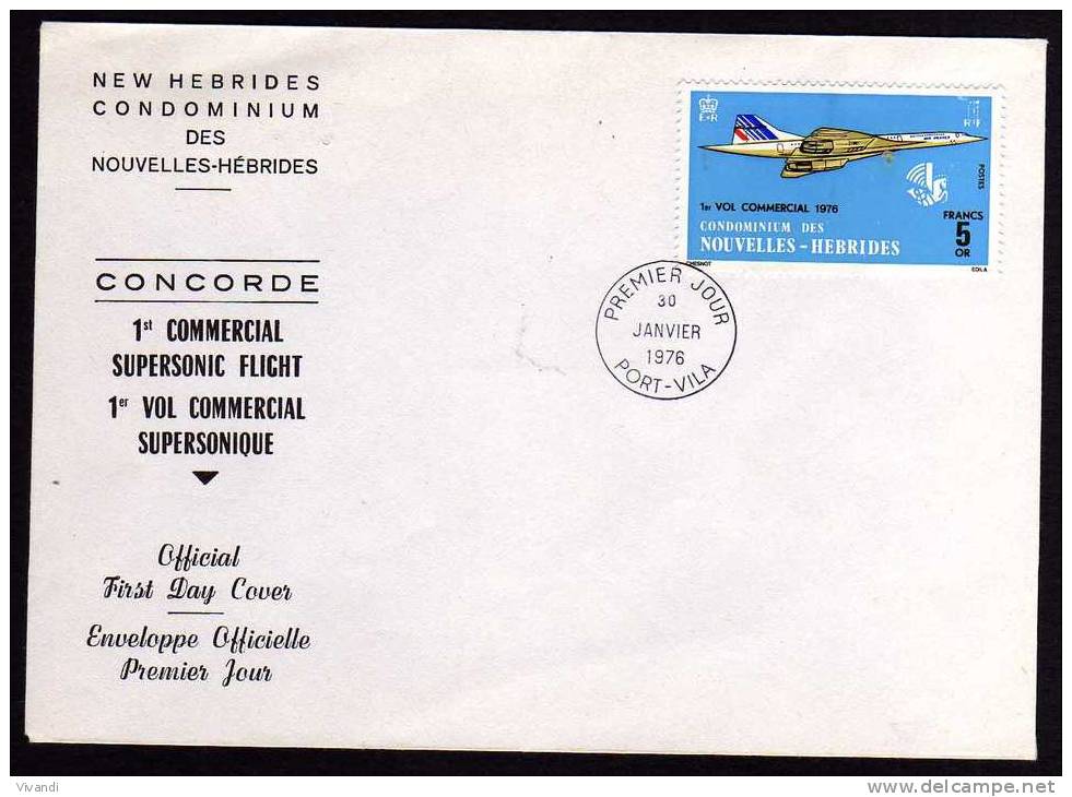 New Hebrides (Fr) - 1976 - Concorde First Commercial Flight - FDC - FDC