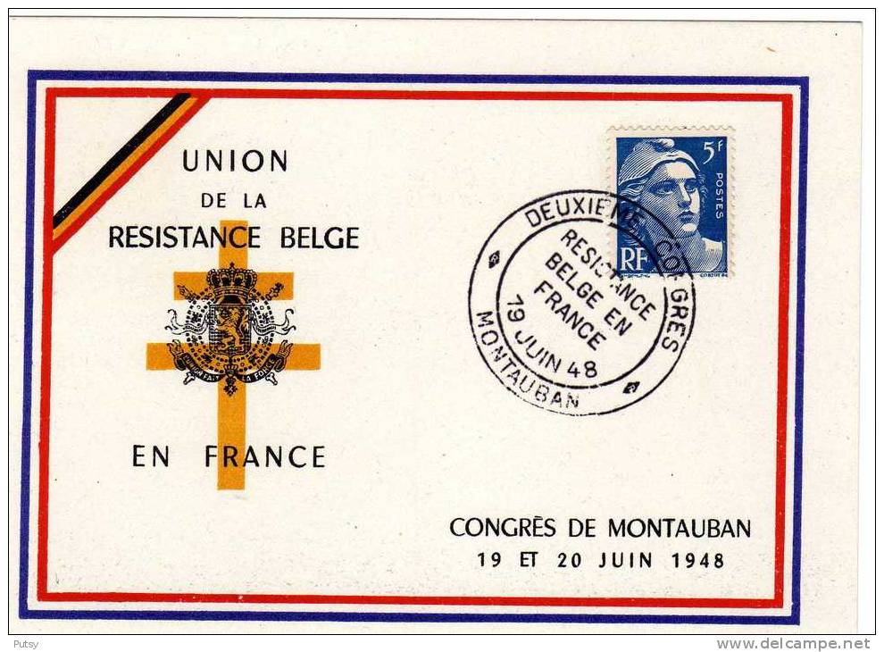 "Union De La Résistance Belge En France". Oblitération Montauban. - ....-1949