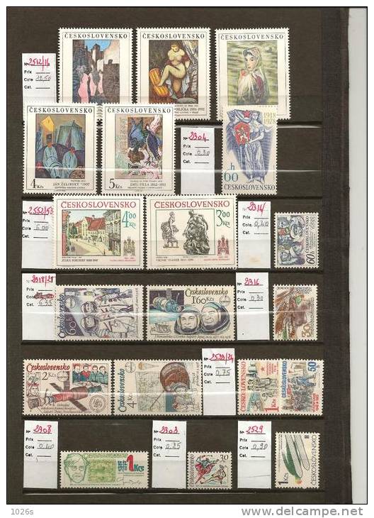 LOT TIMBRES DE TCHECOSLOVAQUIE NEUFS SANS TRACE DE CHARNIERE - Unused Stamps