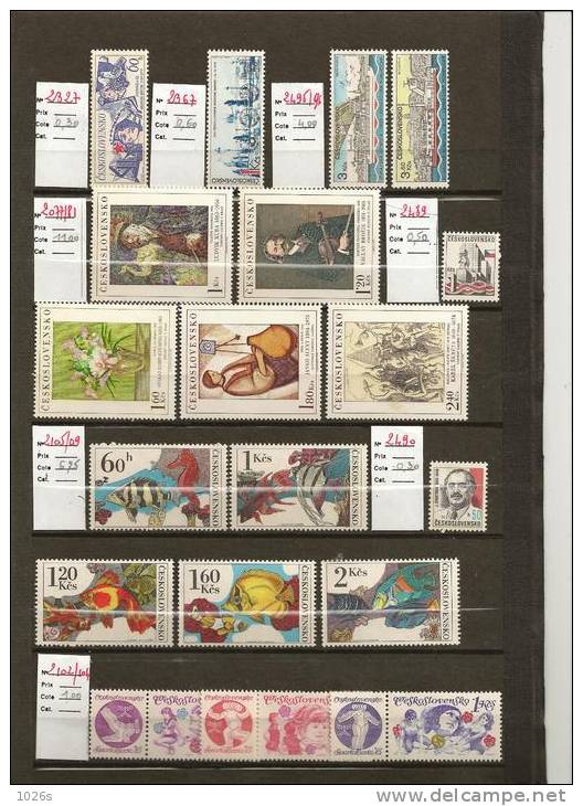 LOT TIMBRES DE TCHECOSLOVAQUIE NEUFS SANS TRACE DE CHARNIERE - Unused Stamps