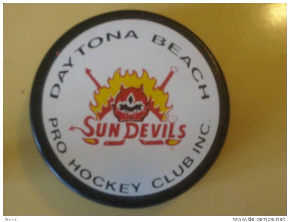 HOCKEY - PRO - U.S.A - GLACE - PUCK - PALET - SUN DEVILS - DAYTONA  - BEACH. - Bekleidung, Souvenirs Und Sonstige