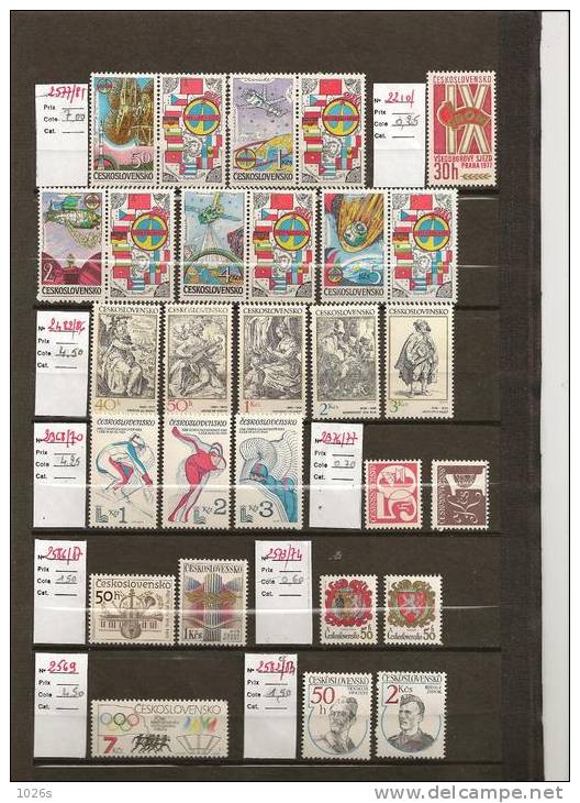 LOT TIMBRES DE TCHECOSLOVAQUIE NEUFS SANS TRACE DE CHARNIERE - Unused Stamps