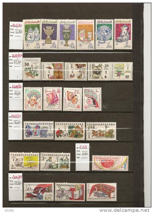 LOT TIMBRES DE TCHECOSLOVAQUIE NEUFS SANS TRACE DE CHARNIERE - Unused Stamps