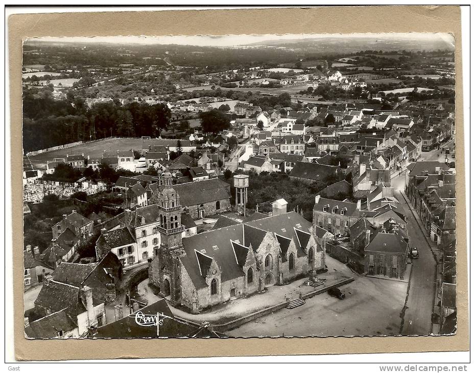 56   GOURIN  VUE  AERIENNE   L  EGLISE  ET  RUE   JACQUES  RODALLEC - Gourin