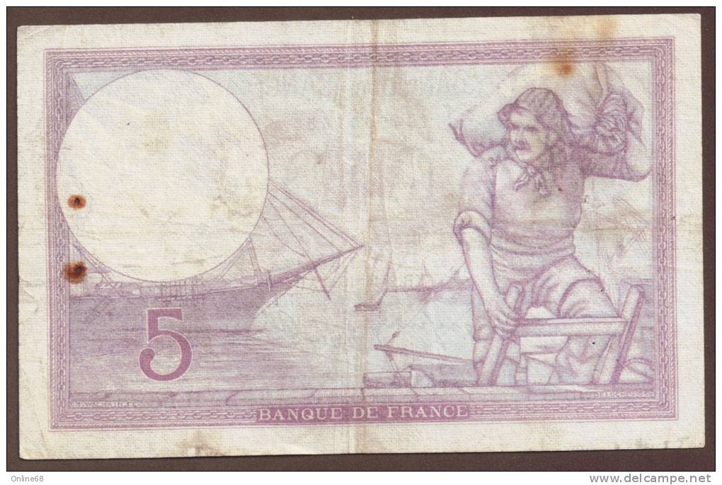 FRANCE 5 FRANCS 2.11.1939  ALPHA H.65961 - 5 F 1917-1940 ''Violet''