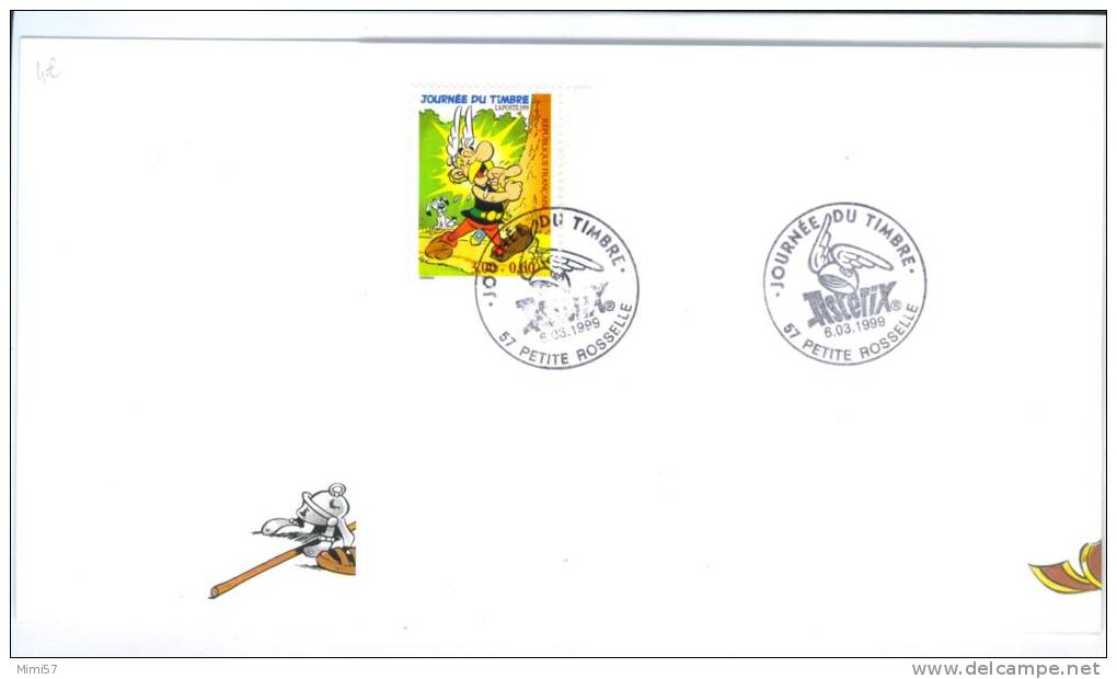 Carte Double ASTERIX - J.D.T Petite Roselle 1999 - Documents De La Poste