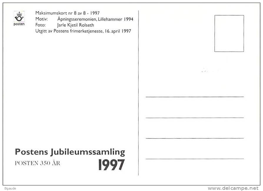 NORVEGE  CARTE MAXIMUM  NUM.YVERT 1210 350 ANS DE LA POSTE NORVEGIENNE - Cartes-maximum (CM)