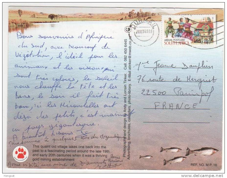 Timbre Airmail  " Danse " / CP , Carte , Postcard Du 03/03/2003 Pour La France - Briefe U. Dokumente