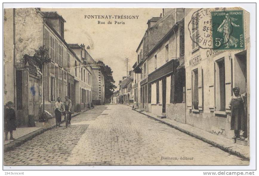 C 7848 - FONTENAY TRESIGNY- 77 - Rue De Paris - Belle CPA - Trés Rare - - Fontenay Tresigny